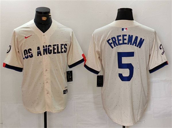 Los Angeles Dodgers #5 Freddie Freeman Cream Stitched Jersey